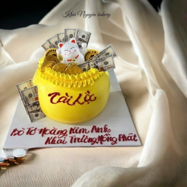 Mẫu bánh kem hủ vàng khai trương Tài Lộc 1