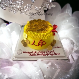 Mẫu bánh kem hủ vàng khai trương Tài Lộc 10