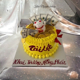 Mẫu bánh kem hủ vàng khai trương Tài Lộc 2