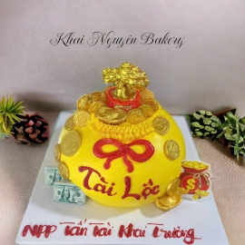 Mẫu bánh kem hủ vàng khai trương Tài Lộc 5