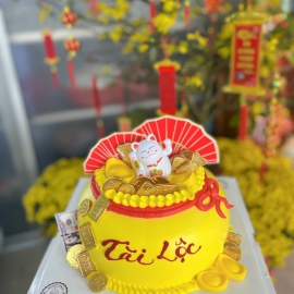 Mẫu bánh kem hủ vàng khai trương Tài Lộc 7