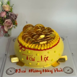 Mẫu bánh kem hủ vàng khai trương Tài Lộc 9